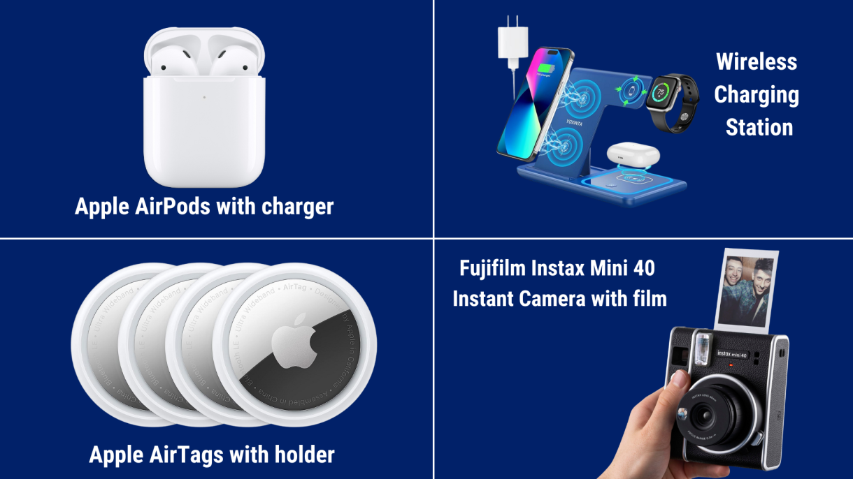 Duke Tech Week prizes: Apple AirPods, AirTags, a wireless charger, and Fujifilm instax instant camera