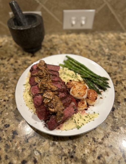 a perfectly plated meal prepared by Sam